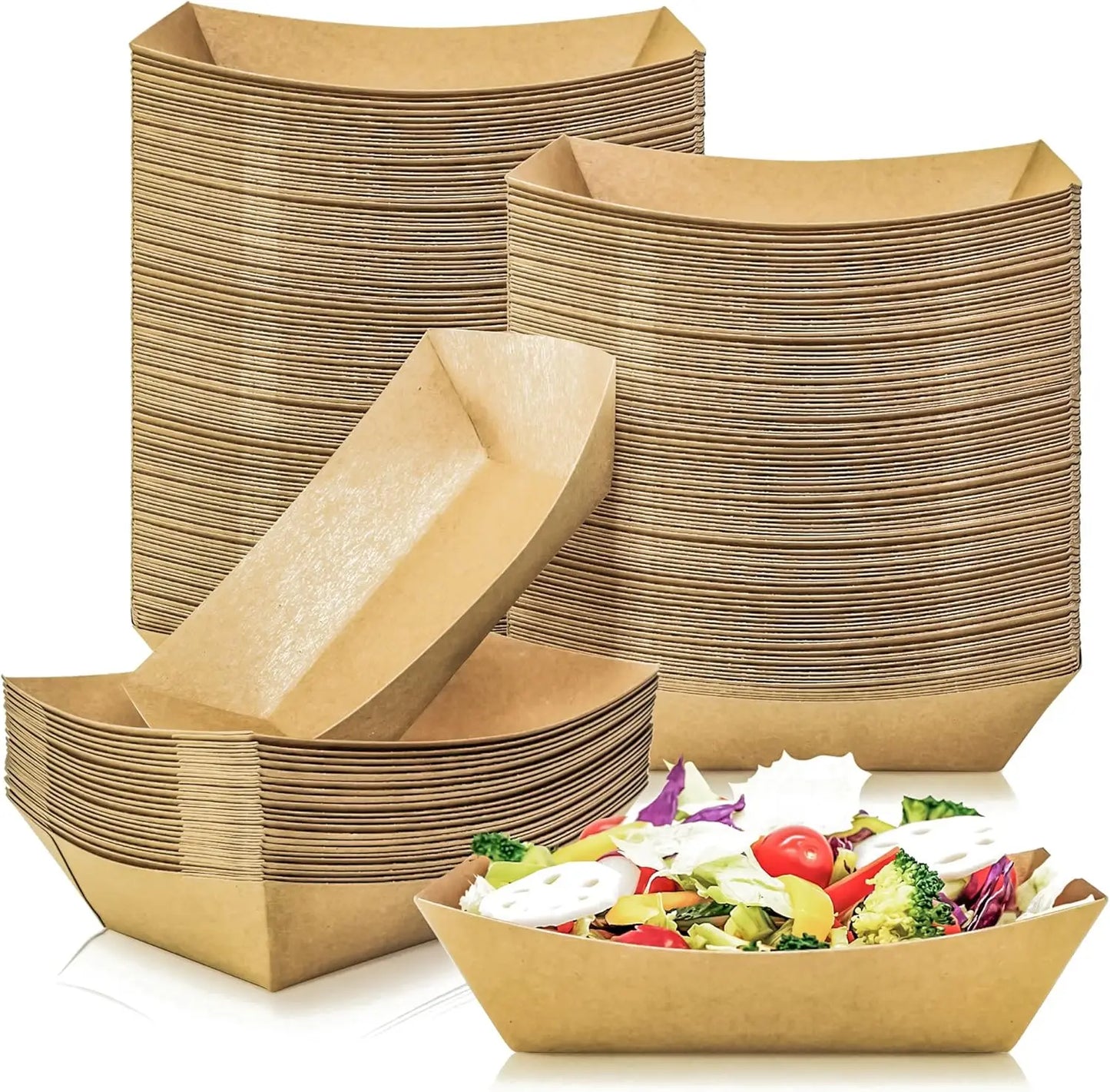 10/20/50Pcs Brown Kraft Paper Disposable Recyclable Eco-Friendly Food Serving