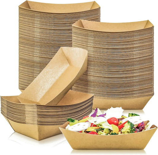 10/20/50Pcs Brown Kraft Paper Disposable Recyclable Eco-Friendly Food Serving