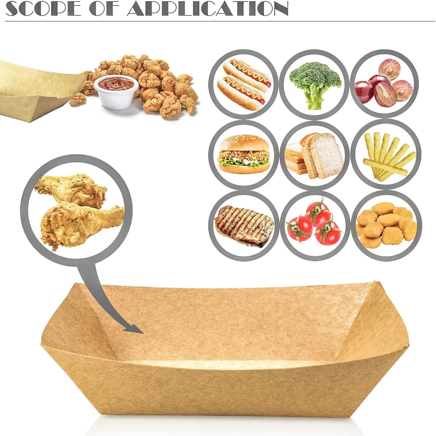 10/20/50Pcs Brown Kraft Paper Disposable Recyclable Eco-Friendly Food Serving