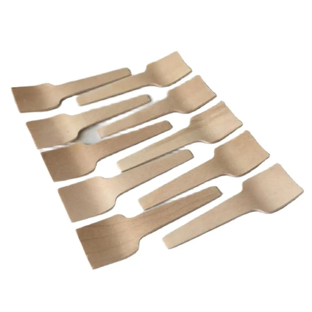 100pcs Disposable Mini Spoon Wood Ice Cream Scoop Dessert Spoons 7cm Flatware Eco-friendly