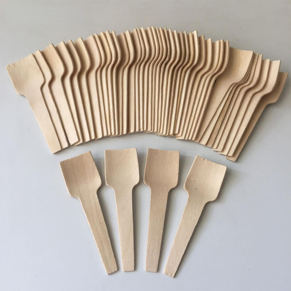 100pcs Disposable Mini Spoon Wood Ice Cream Scoop Dessert Spoons 7cm Flatware Eco-friendly