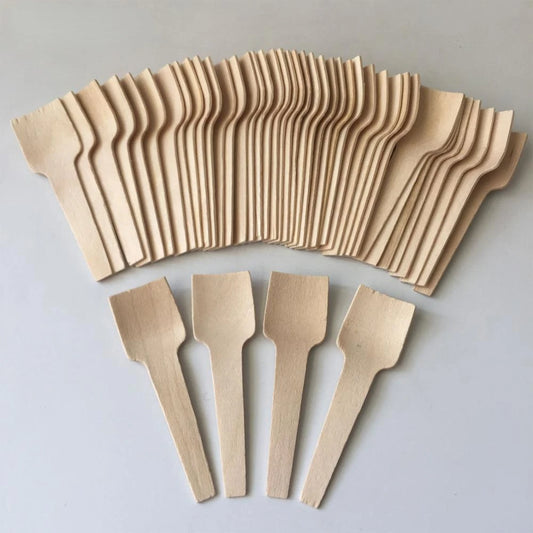 100pcs Disposable Mini Spoon Wood Ice Cream Scoop Dessert Spoons 7cm Flatware Eco-friendly