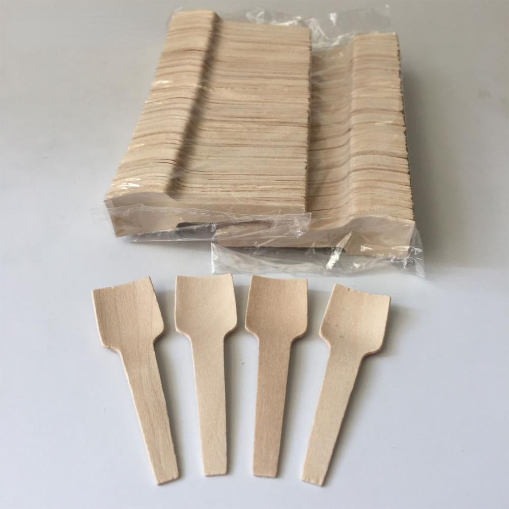 100pcs Disposable Mini Spoon Wood Ice Cream Scoop Dessert Spoons 7cm Flatware Eco-friendly
