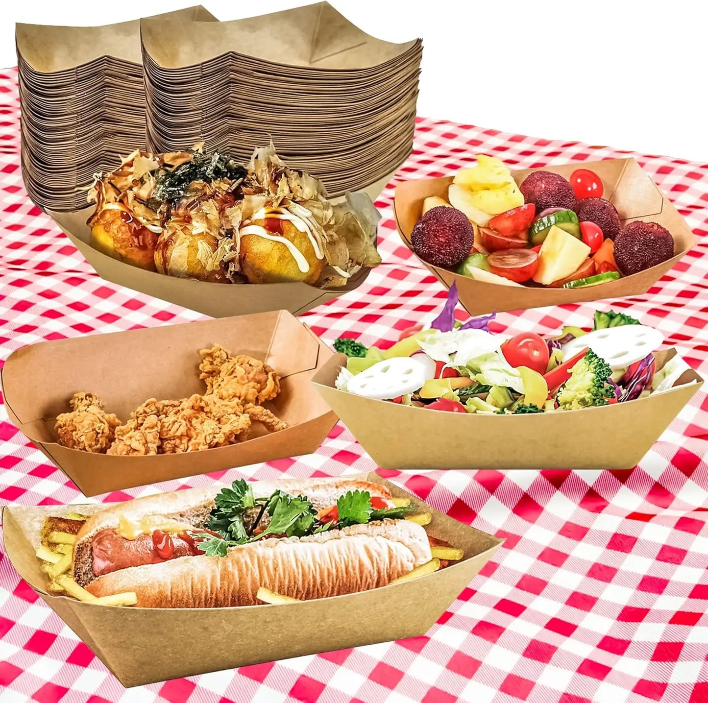 10/20/50Pcs Brown Kraft Paper Disposable Recyclable Eco-Friendly Food Serving